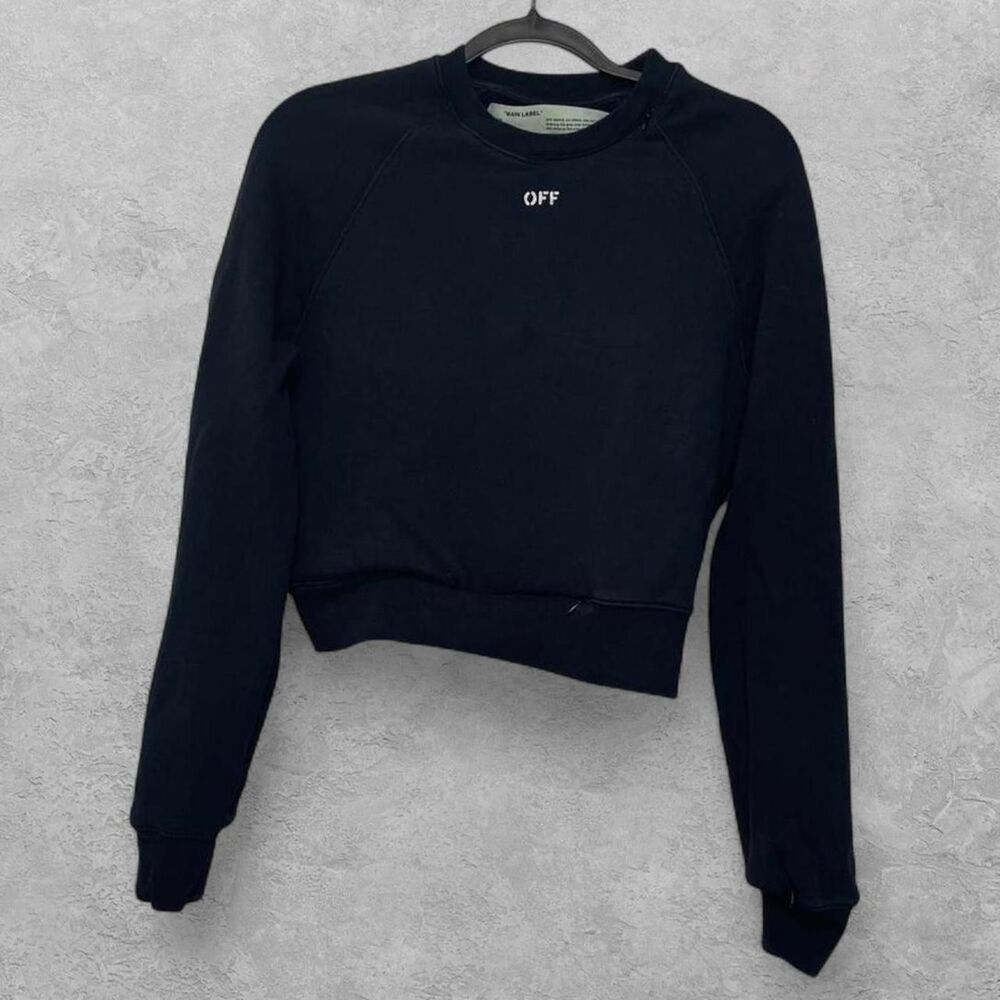 Off White Womens Black Cropped Zipper Cutout Sweatshirt XXS Designer